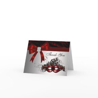 Red Zebra Masquerade Party Thank You Cards card