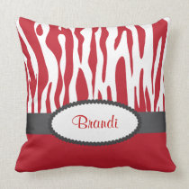 Red Zebra Print American MoJo Throw Pillow