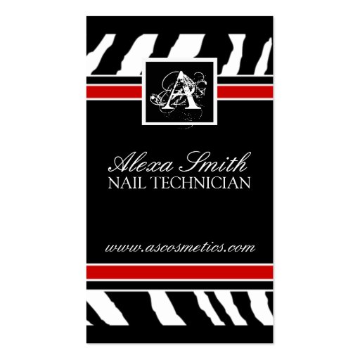 Red Zebra Print  Business Card