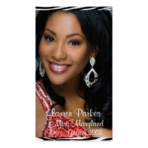 Red Zebra Print Pageant Business Card (Vertical) (front side)