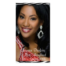 Red Zebra Print Pageant Business Card (Vertical)