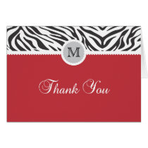 Red Zebra Print Thank You Card cards