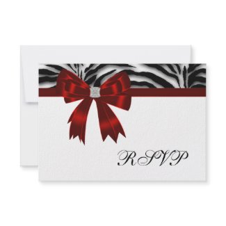 Red Zebra Red Bow RSVP invitation