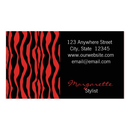 Red Zebra Salon Business Card (back side)