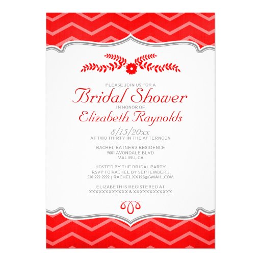 Red Zigzag Bridal Shower Invitations