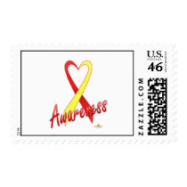 RedAndYellowHeartRibbonAwareness Postage Stamp
