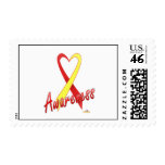 RedAndYellowHeartRibbonAwareness postage