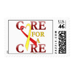 RedAndYellowHeartRibbonCareCureDark postage