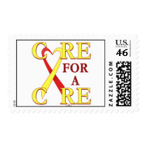 RedAndYellowHeartRibbonCareCureLight Postage Stamps