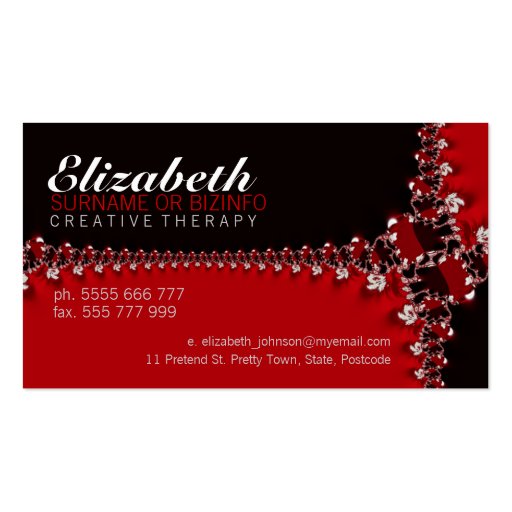 RedBlack Fractal Ribbons Business Card