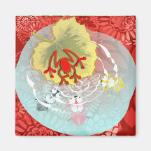 RedFrog with kois Fridge Magnet