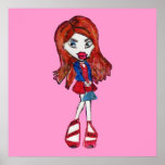 Redhaired Fashionista Anime Girl Canvas Print