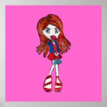Redhaired Fashionista Anime Girl Poster Print