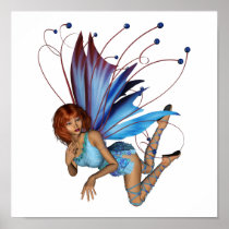 Redhead 3D Pixie - Purple & Blue Poster