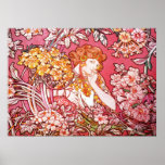 Redhead Among Flowers, Alphonse Mucha Print