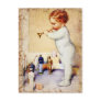 Redhead Baby Boy Blowing Horn to Soldiers Post Card