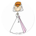 Redhead Bride Stick Figure Stickers Sticker