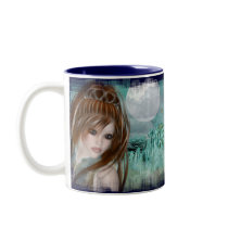 Redhead Elf & Blue Glass Night Designs mugs