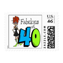 Redhead Fabulous at 40 Birthday Stamp