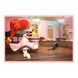 Redhead girl ballet dancing.