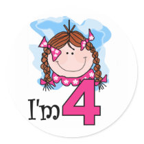 Redhead Girl I'm Four stickers by girl_stuff Redhead Girl I'm Four stickers