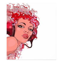Redhead in Headphones Poster
