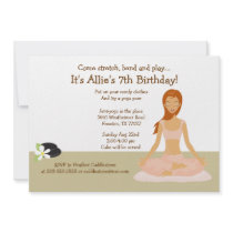 Redhead Yoga Girl Birthday Party 5x7 Invitation