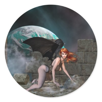 Redheaded Vampress 1 - Fantasy/Vampire Stickers by mrssocolov4