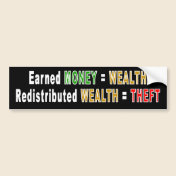 Redistributed Wealth bumper sticker