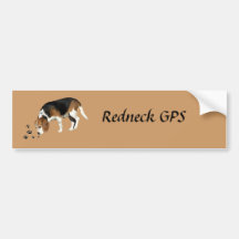 Redneck GPS Beagle Hound Bumper Sticker