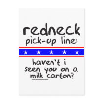 REDNECK PICK-UP LINE MILK CARTON T-SHIRTS postcards