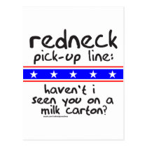 REDNECK PICK-UP LINE MILK CARTON T-SHIRTS postcards