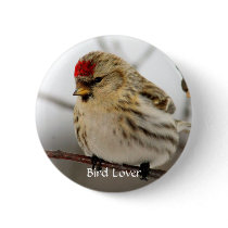 Redpoll Bird Lover Button