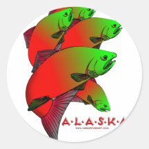 REDS OF THE KENAI RIVER, ALASKA ROUND STICKERS
