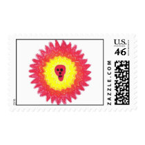 reds painted  skull postage stamp