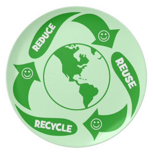 reduce reuse recycle dinner plates Zazzle
