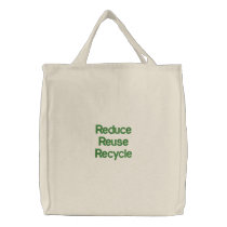 Reduce Reuse Recycle embroidered bags