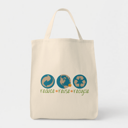Reduce, Reuse, Recycle Grocery Tote Bag