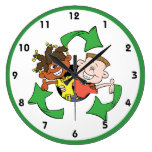 Reduce Reuse Recycle Kids Round Wallclocks