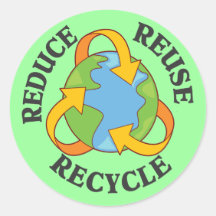 Reduce Reuse Recycle Round Sticker
