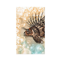 Reef fish scuba blue bubbles stretched canvas prints