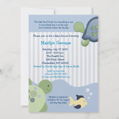 Baby Shower Invitation Paper  Envelopes on Reef Turtle 5x7 Baby Shower Invitation By Allpetscherished