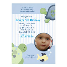 REEF TURTLE Photo 5x7 Custom Birthday Invitation