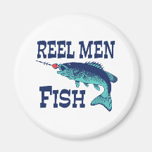 Reel Men Fish Fridge Magnet
