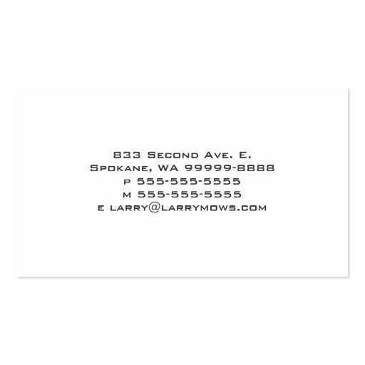 Reel Mower Business Card Templates (back side)