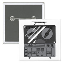 Reel To Reel Tape Recorder Player ~ Vintage Pinback Button