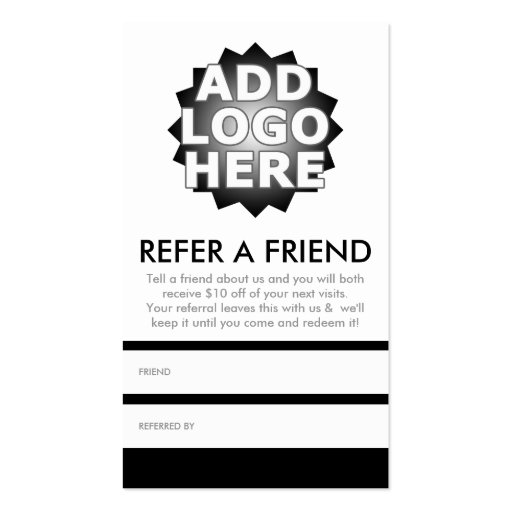 refer a friend business card (front side)