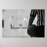 Referee Time out (Basketball) Black and White Post Print