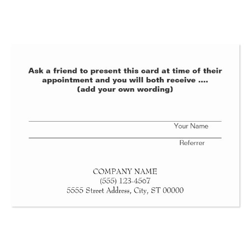 Referral Card Professional Entrepreneur Gray Business Cards (back side)