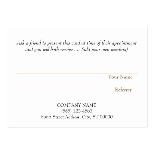 Referral Card Professional Entrepreneur Leather Business Card Templates (back side)